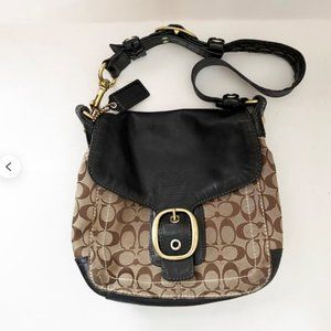 Coach Bleecker Legacy Brown Signature 11434 Khaki Black Canvas Shoulder Bag
